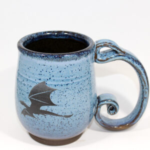 Blue Spiral Handle Dragon Silhouette Mug (18 oz.)