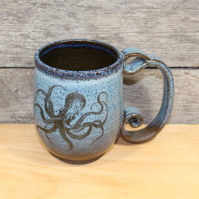 Blue Spiral Handle Classic Octopus Mug (20 oz)
