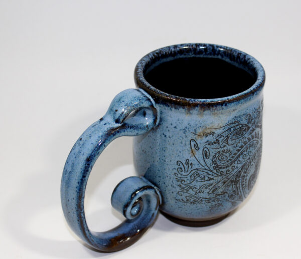 Blue Spiral Handle Geometric Dragon Mug (18oz.) - Image 3