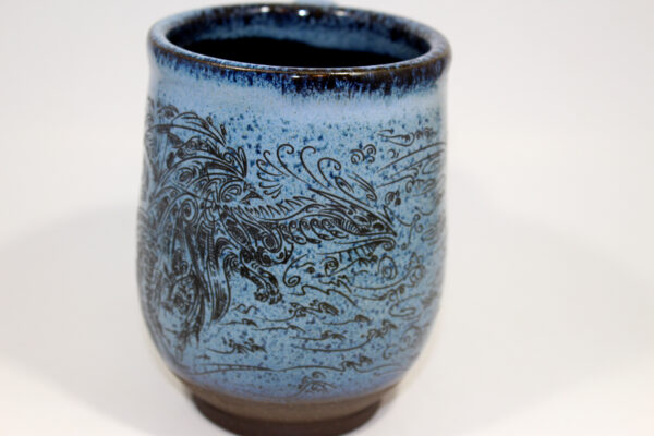 Blue Spiral Handle Geometric Dragon Mug (18oz.) - Image 4