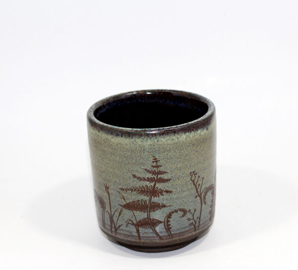 Green Yunomi Tumbler with Marsh Plant Engravings (10 oz.) - Image 3