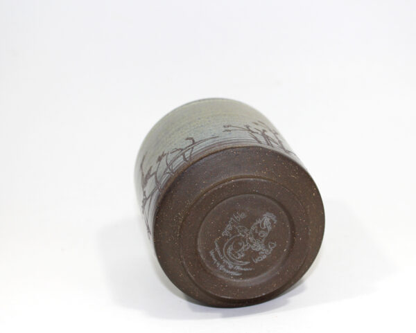 Green Yunomi Tumbler with Marsh Plant Engravings (10 oz.) - Image 6