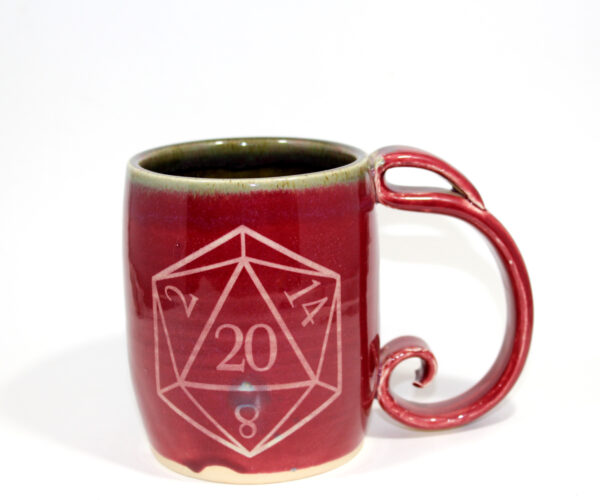 Red Spiral Handle D20 Mug (14 oz.)