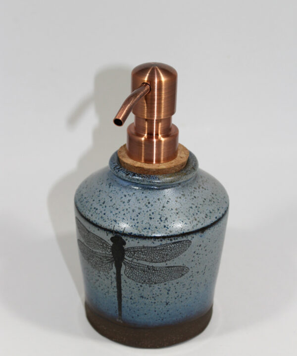 Blue Copper Top Dragonfly Soap Dispenser