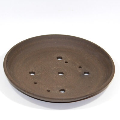 Unglazed Black Stoneware Tray Style Bonsai Pot 8"
