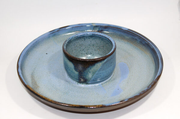 Large Blue 10" Chip & Dip Platter - Image 2