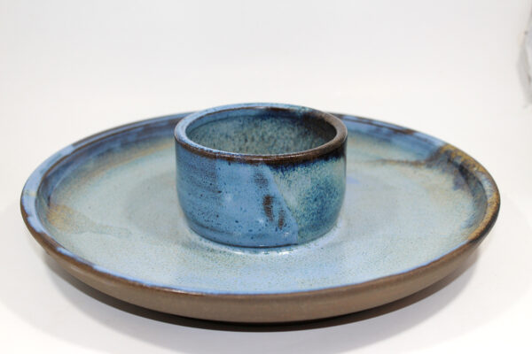 Large Blue 10" Chip & Dip Platter - Image 4