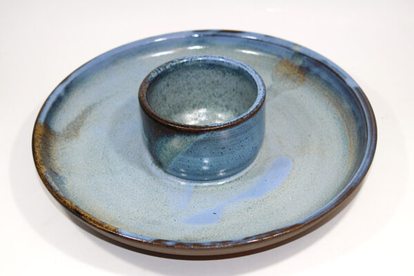 Large Blue 10" Chip & Dip Platter - Image 5