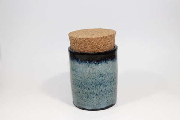 Small Carved Blue Fire Corked Jar - Image 3