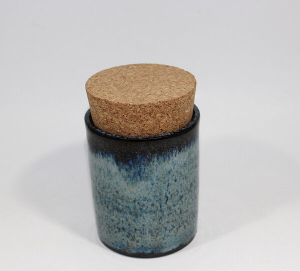 Small Carved Blue Fire Corked Jar - Image 4