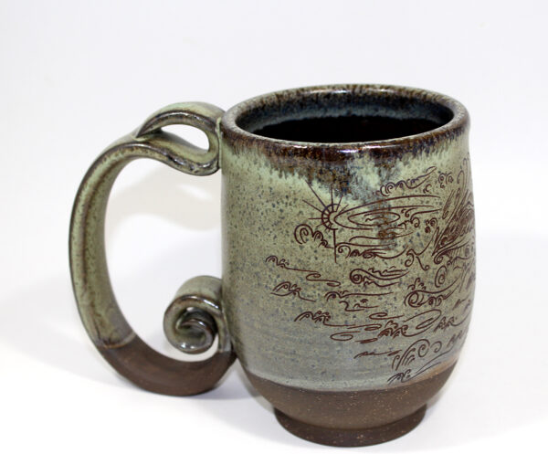 Green Spiral Handle Geometric Dragon Mug (16 oz.) - Image 4