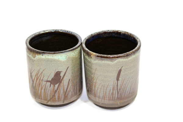 Green Yunomi Tumbler with Blackbird Marsh (8 oz.) - Image 3