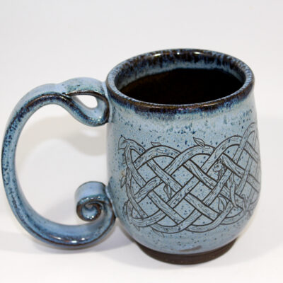 Blue Spiral Handle Celtic Knot Mug (20 oz.)