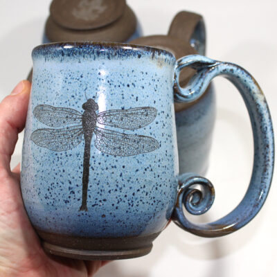 Blue Ceramic Dragonfly Mug (18 oz.)