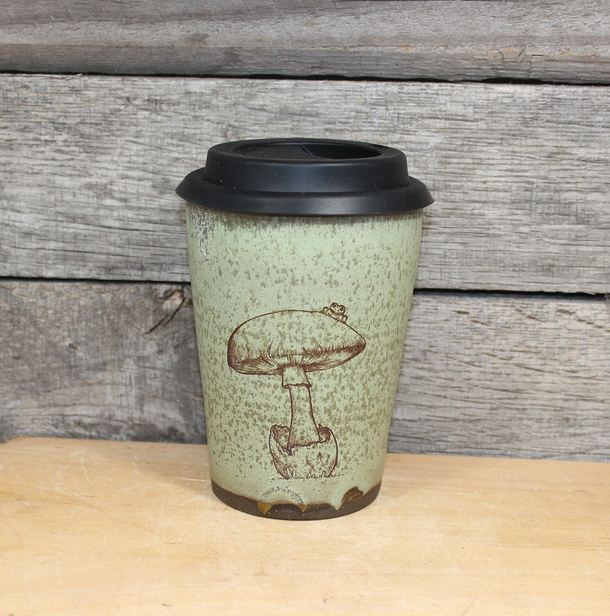 Toad on a Toadstool Mushroom Travel Mug