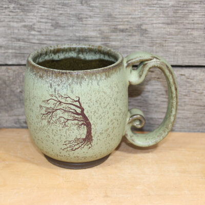 Gnarled Windblown Tree Green Mug (14 oz.)