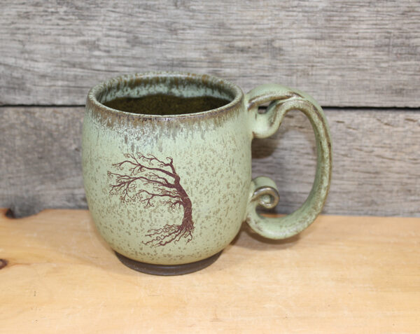 Gnarled Windblown Tree Green Mug (14 oz.)