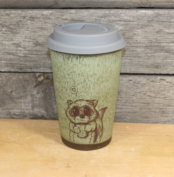 Green Raccoon Travel Mug (14 oz.)